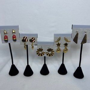 Vintage Lot of Gold Tone Pierced Earrings Multiple Sizes